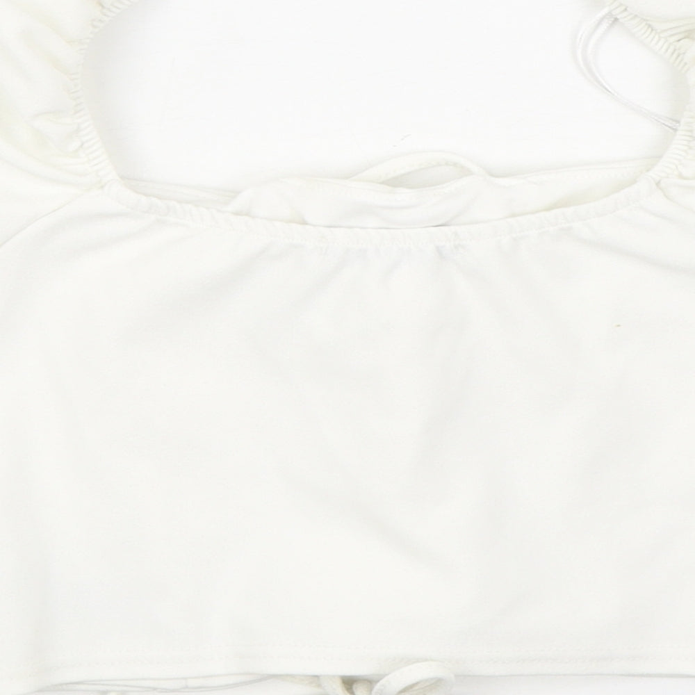 Quiz Womens White Polyester Basic Blouse Off the Shoulder - Lace up detail