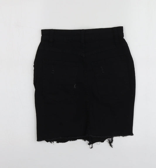 PRETTYLITTLETHING Womens Black Cotton Mini Skirt Size 6