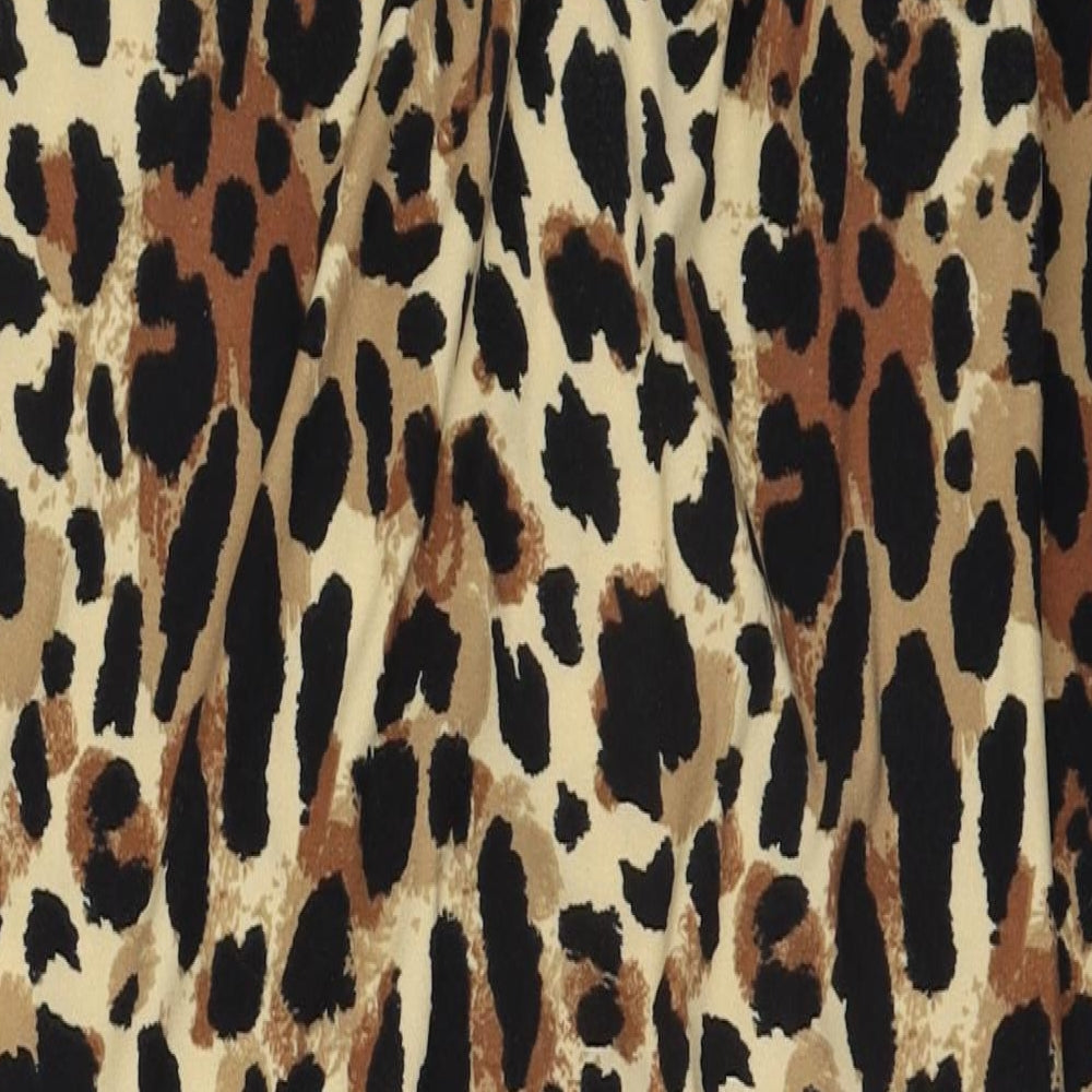 Papaya Womens Brown Animal Print Polyester Bodycon Size 8 High Neck