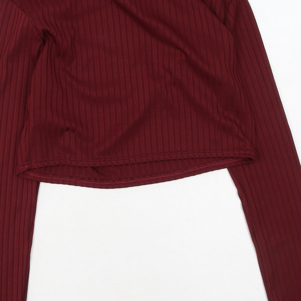 Parisian Womens Red Polyester Basic Polo Size 12 High Neck