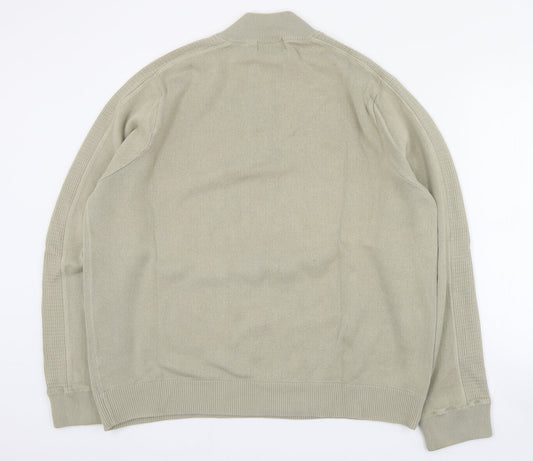 Blue Harbour Mens Beige High Neck Cotton Pullover Jumper Size XL