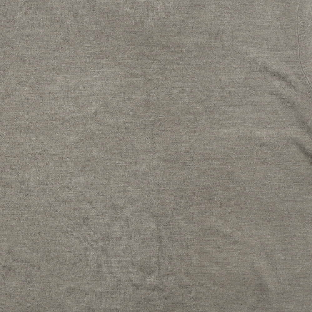 Atlantic Bay Mens Beige V-Neck Acrylic Pullover Jumper Size XL