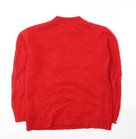 Womens UK Size S Papaya Red Pullover Jumper