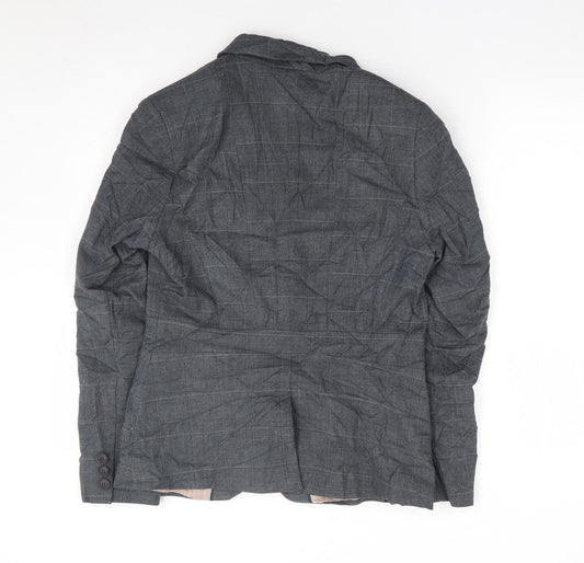 NEXT Womens Grey Check Polyester Jacket Suit Jacket Size 10