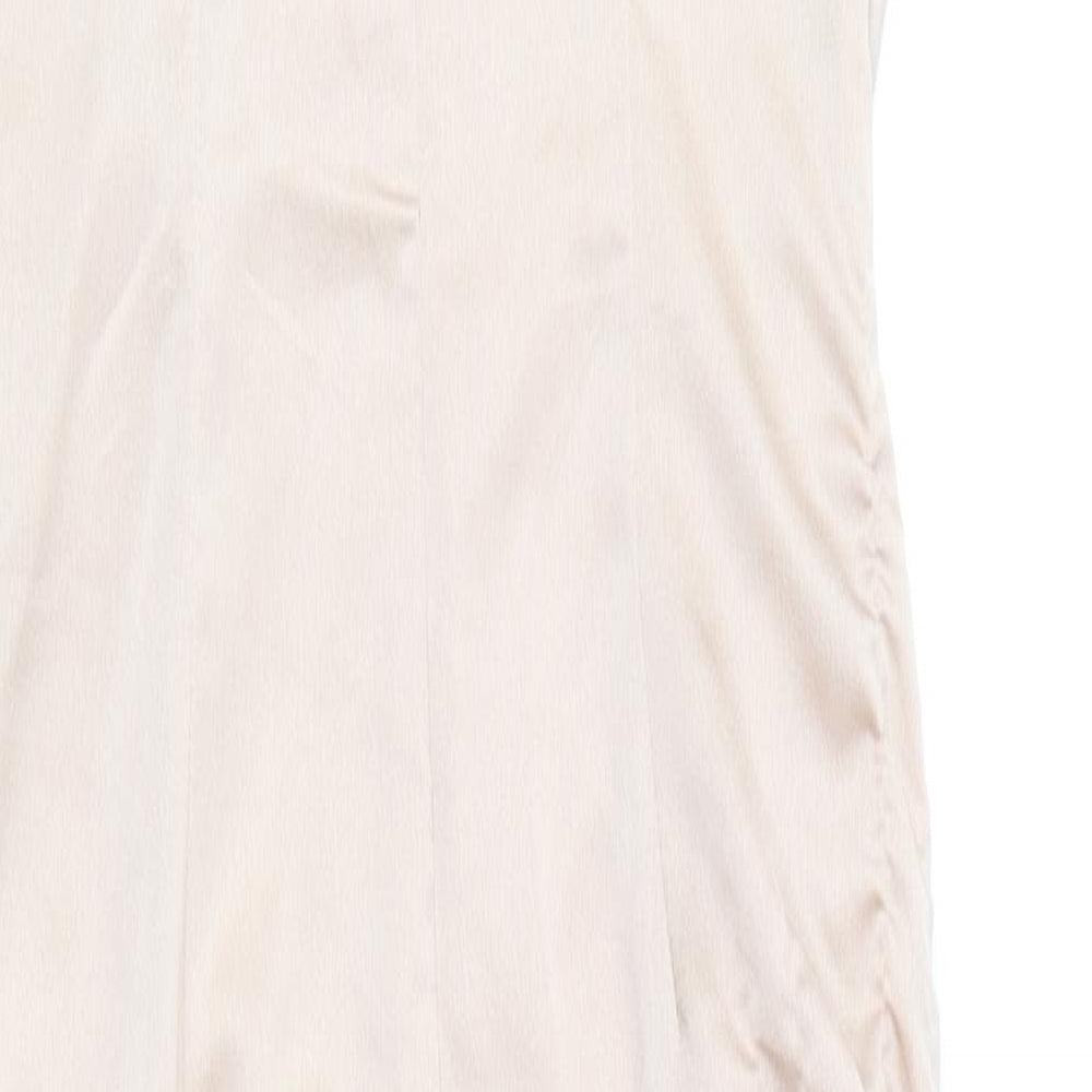 PRETTYLITTLETHING Womens Gold Polyester Slip Dress Size 4 Square Neck