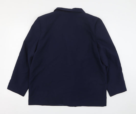 Preworn Womens Blue Polyester Jacket Suit Jacket Size 18