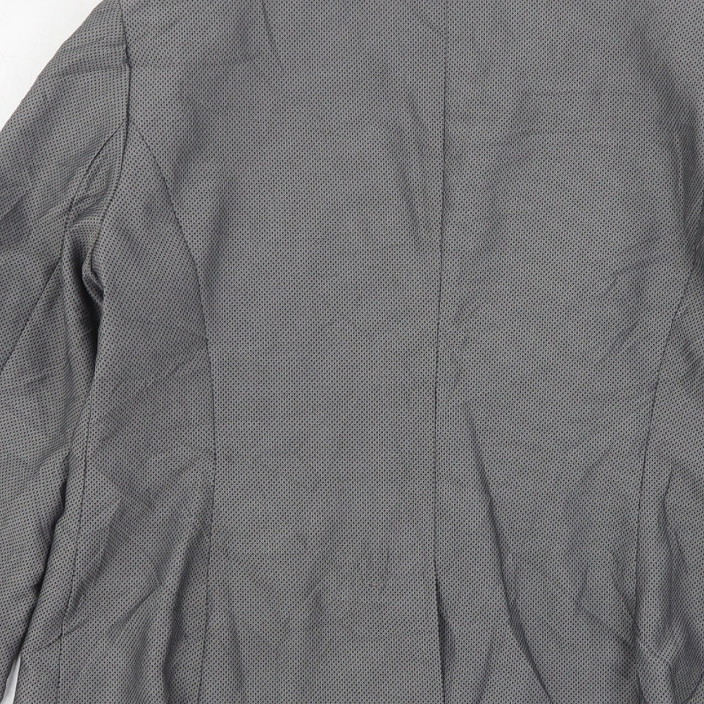 NEXT Womens Grey Geometric Polyester Jacket Suit Jacket Size 16