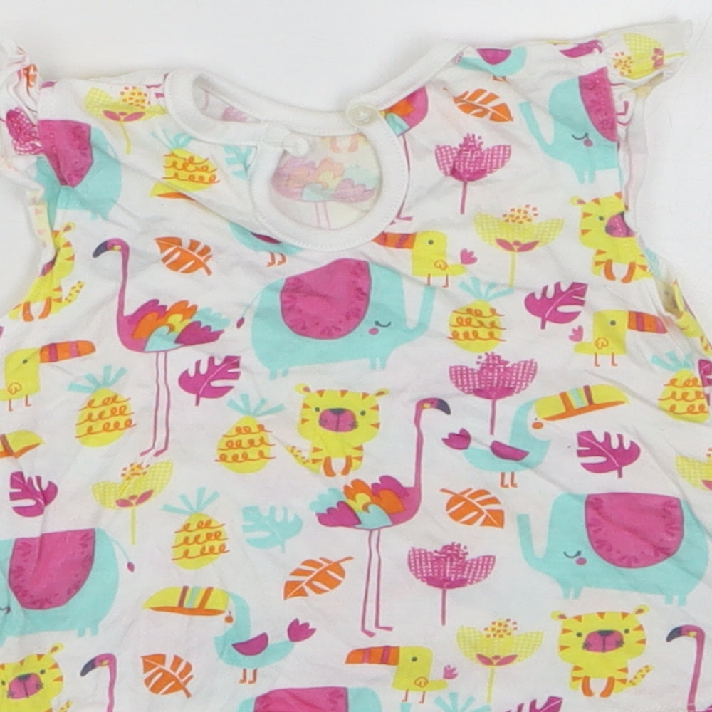 Dunnes Stores Girls Multicoloured Geometric Cotton Basic Tank Size 3-6 Months Round Neck