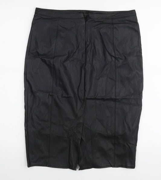 Dorothy Perkins Womens Black Polyester A-Line Skirt Size 12 Zip