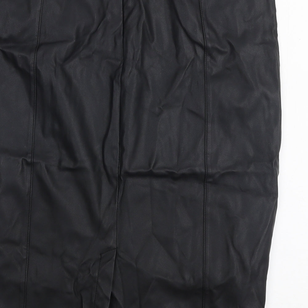 Dorothy Perkins Womens Black Polyester A-Line Skirt Size 12 Zip
