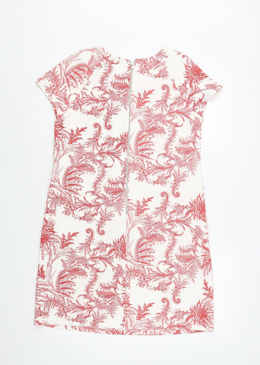 Atmosphere Womens White Paisley Polyester Pencil Dress Size 10 Boat Neck Zip