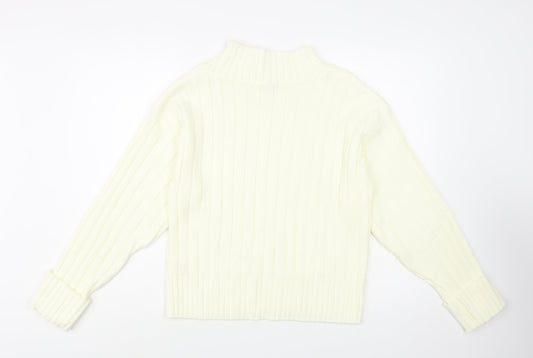 Chemistry Womens Ivory Mock Neck Acrylic Pullover Jumper Size M
