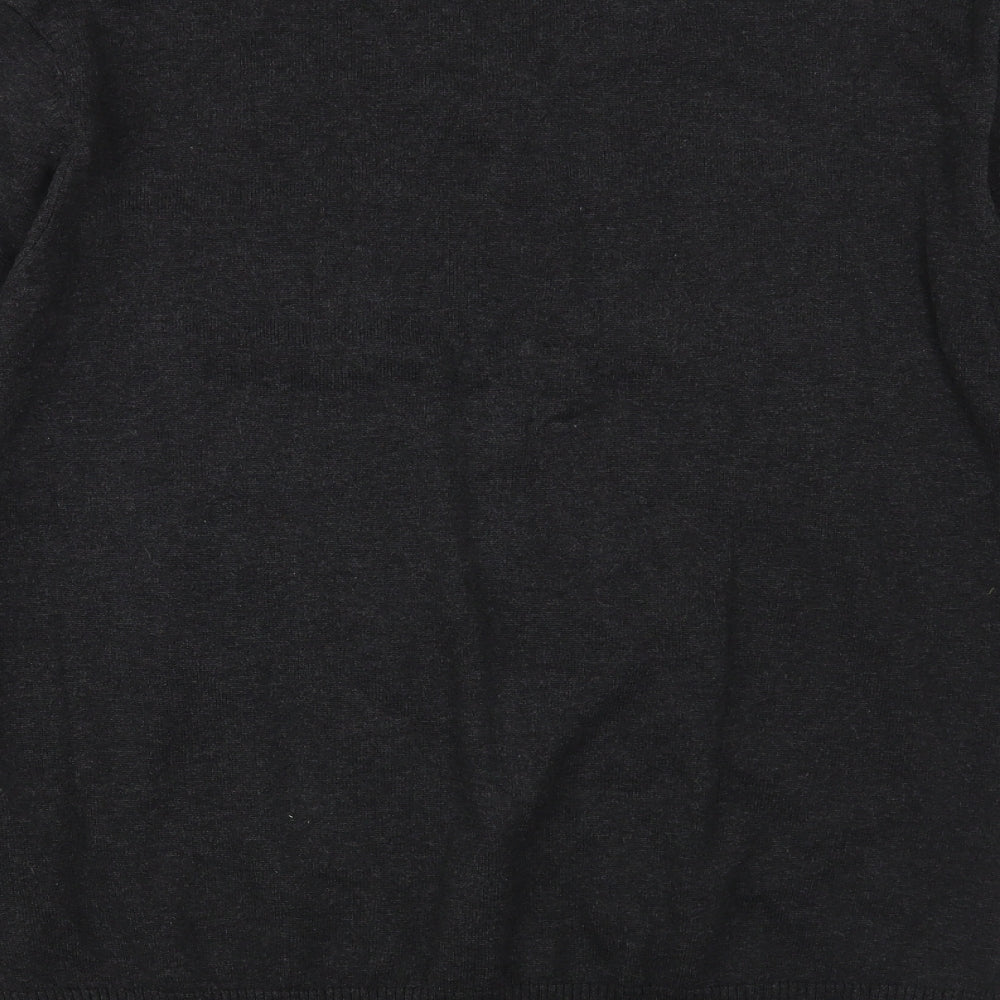 Dissident Mens Grey V-Neck Striped Cotton Pullover Jumper Size XL