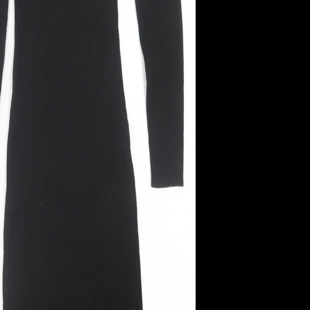 Primark Womens Black Viscose Jumper Dress Size XS V-Neck Pullover