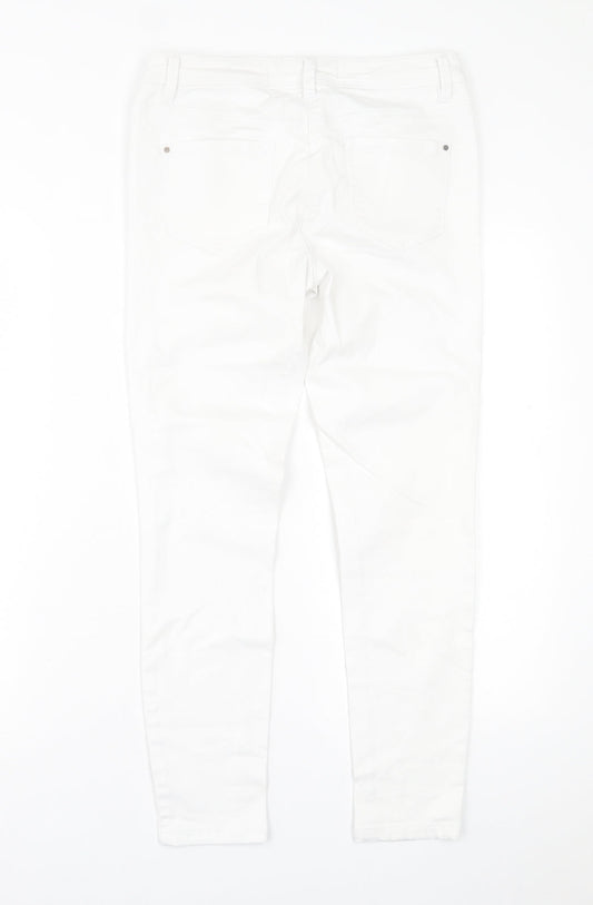 Dunnes Stores Womens White  Cotton Skinny Jeans Size 10 L26 in Regular Button