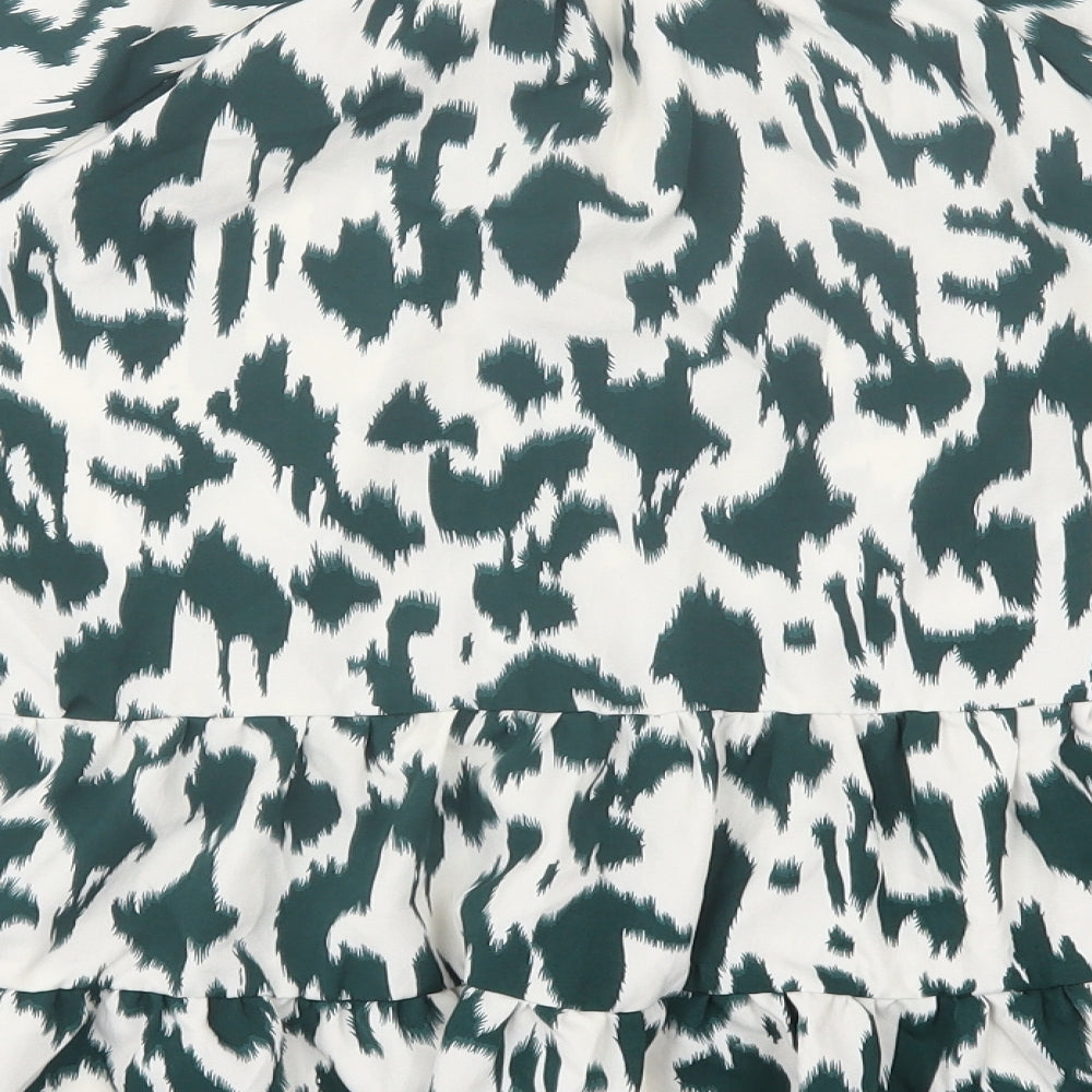 SheIn Womens Green Animal Print Polyester Basic Blouse Size XL Roll Neck