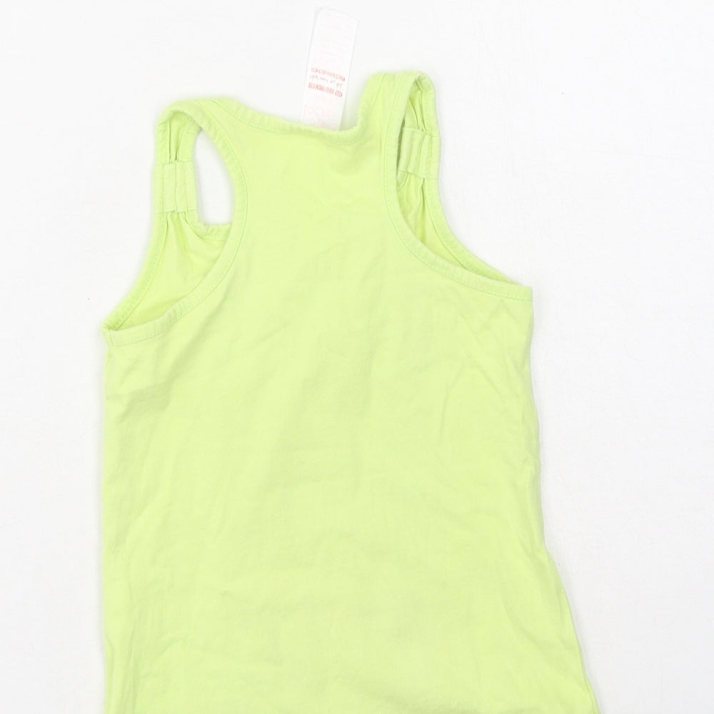 Preworn Girls Green Cotton Camisole Tank Size 3-4 Years Round Neck
