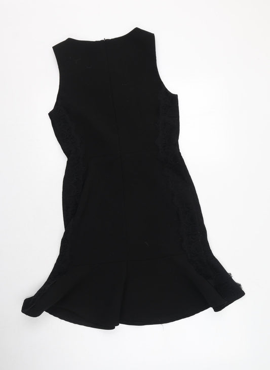Red Herring Womens Black Polyester Fit & Flare Size 10 Round Neck