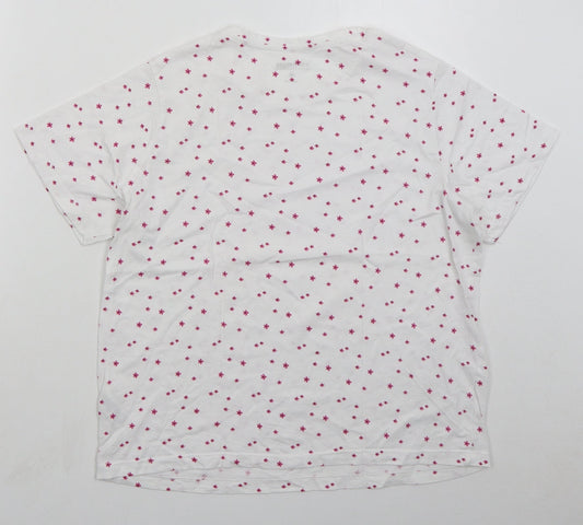 Dunnes Womens White Floral Cotton Basic T-Shirt Size M Crew Neck