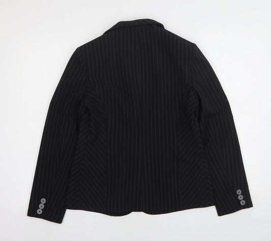 BHS Womens Black Striped Polyester Jacket Blazer Size 10