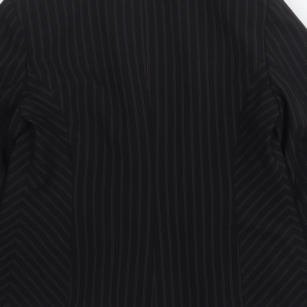 BHS Womens Black Striped Polyester Jacket Blazer Size 10