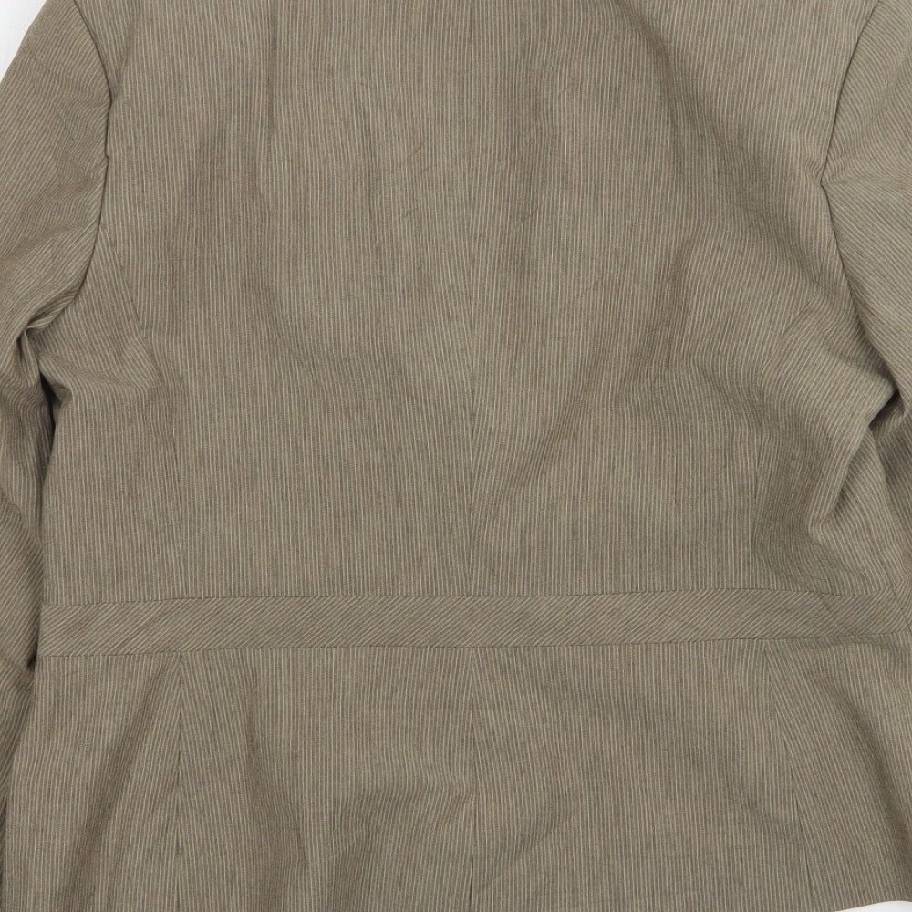 NEXT Womens Brown Striped Polyester Jacket Suit Jacket Size 14