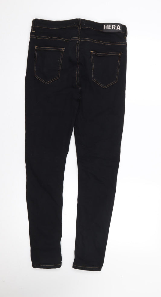 Hera Mens Black Cotton Skinny Jeans Size 28 L29 in Regular Zip