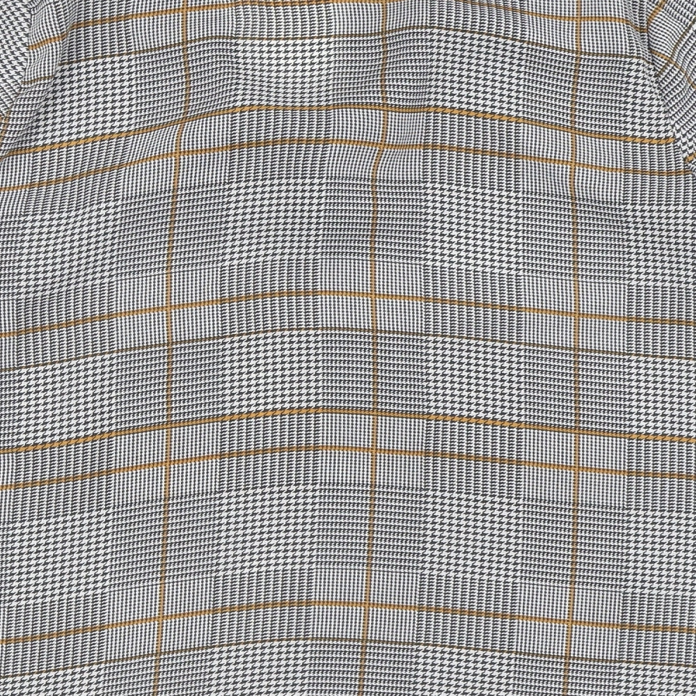 Matalan Womens Black Plaid Polyester Basic Button-Up Size 14 Collared