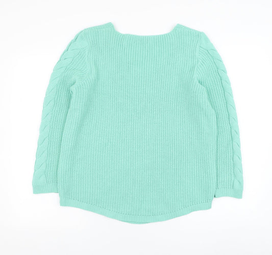 BASSINI Womens Blue V-Neck Acrylic Pullover Jumper Size L