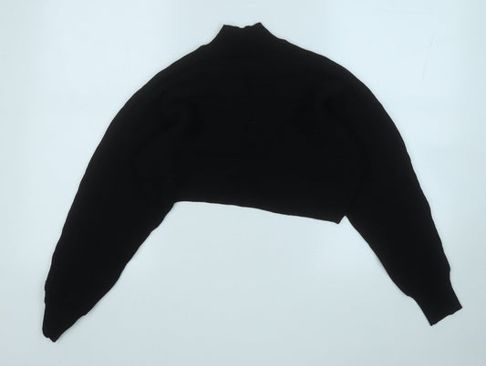 New Look Womens Black Mock Neck Cotton Pullover Jumper Size M