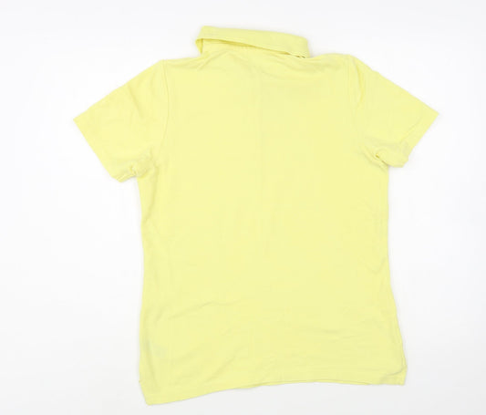 Dunnes Stores Mens Yellow Cotton Polo Size S Collared Button