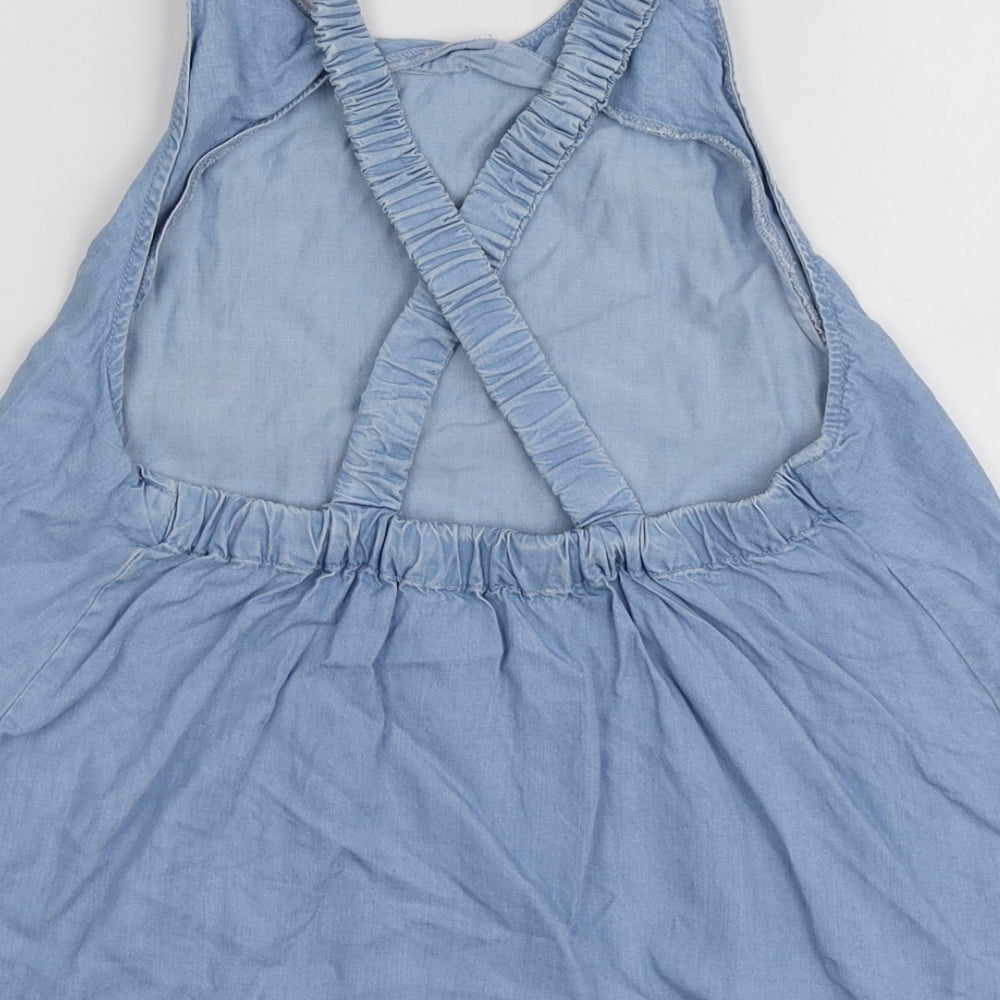 Womens UK Size XS Mango Blue Basic T-Shirt
