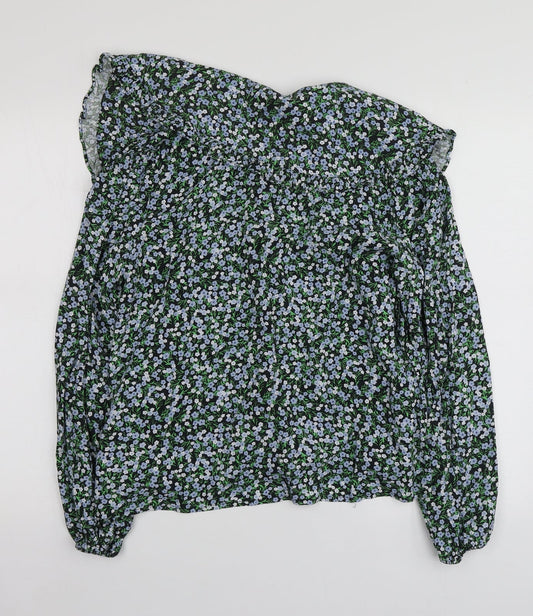 New Look Womens Multicoloured Floral Viscose Basic Button-Up Size 8 Round Neck