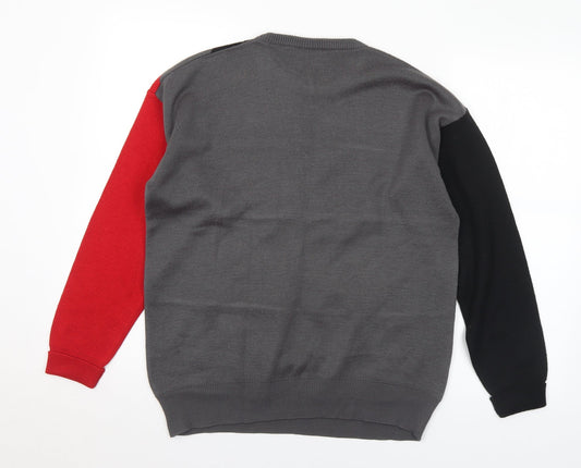 Gabicci Womens Multicoloured Crew Neck Geometric Acrylic Pullover Jumper Size M