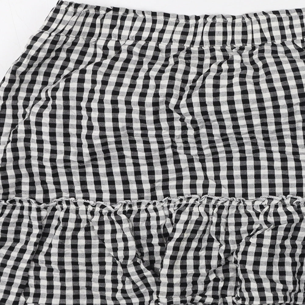 khushi Womens Black Check Cotton Flare Skirt Size M