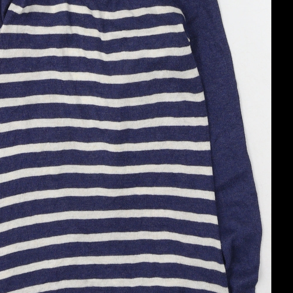 Primark Womens Blue Round Neck Striped Viscose Cardigan Jumper Size 8