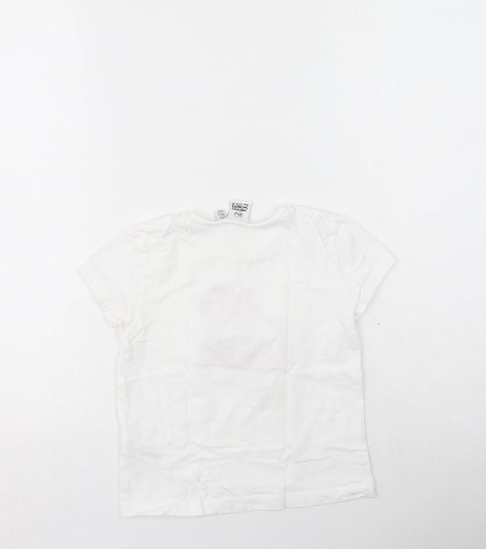 Primark Girls White Polyester Basic Casual Size 5-6 Years Round Neck - Minnie Mouse