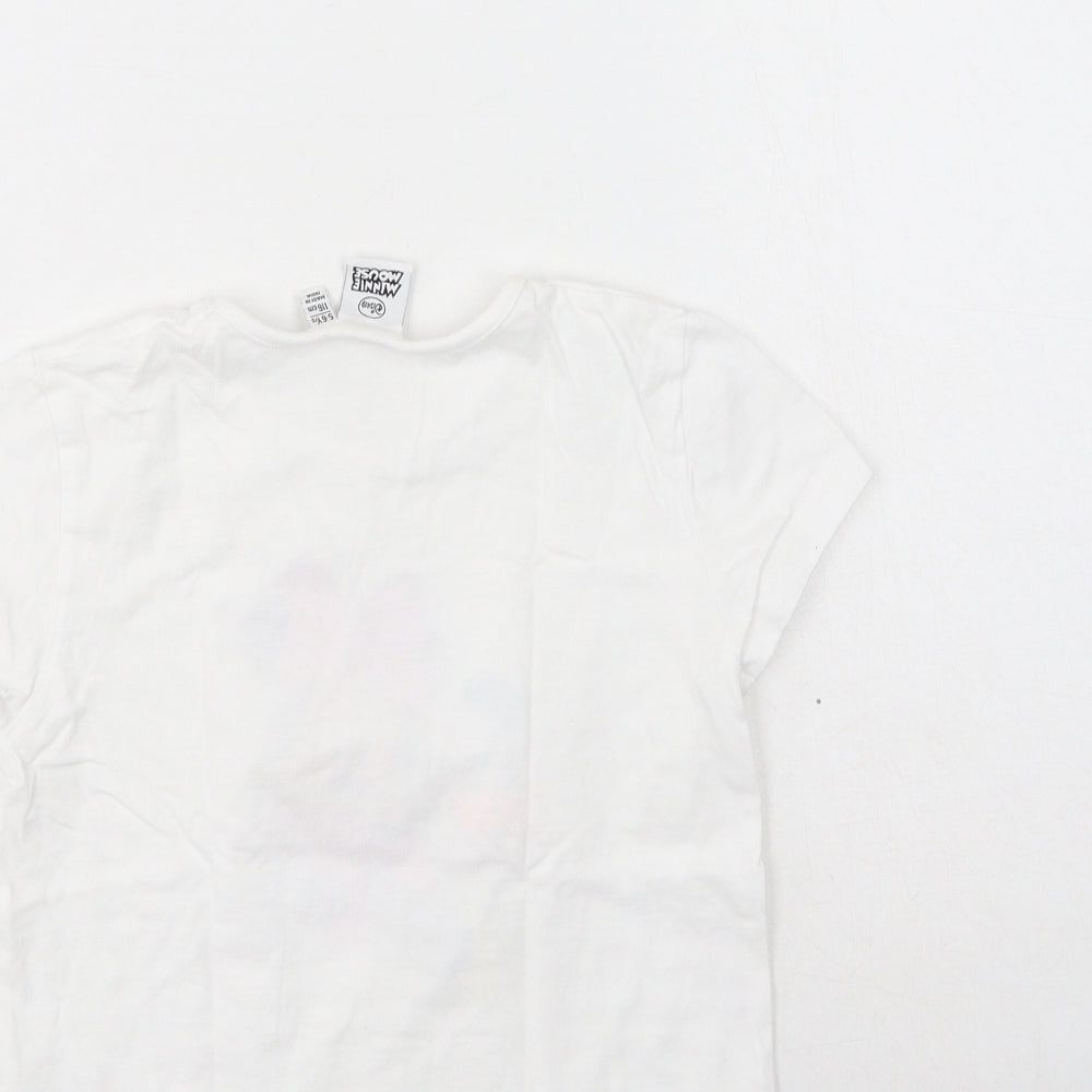 Primark Girls White Polyester Basic Casual Size 5-6 Years Round Neck - Minnie Mouse