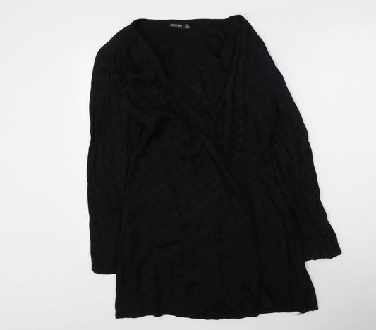 Nasty Gal Womens Black Viscose Wrap Dress Size 12 V-Neck