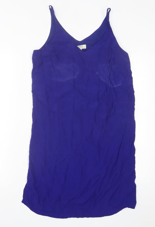 Papaya Womens Blue Viscose A-Line Size 12 V-Neck Pullover