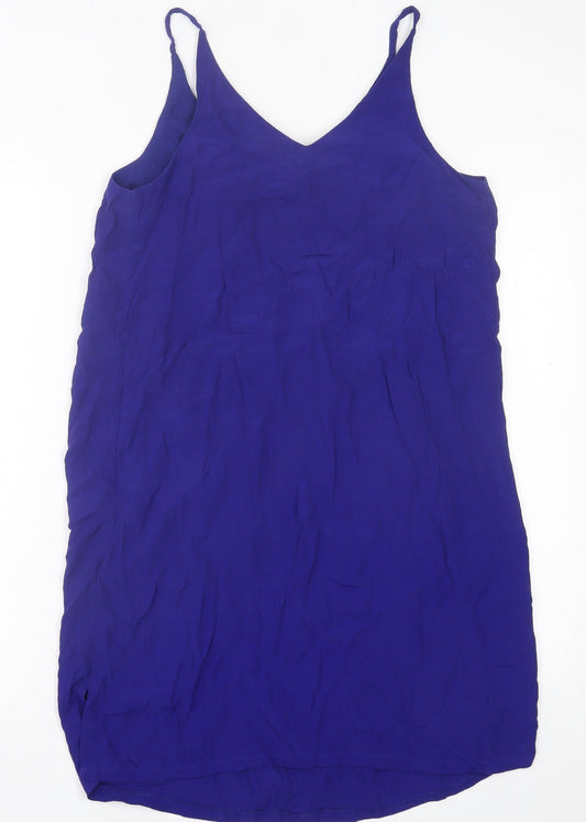 Papaya Womens Blue Viscose A-Line Size 12 V-Neck Pullover