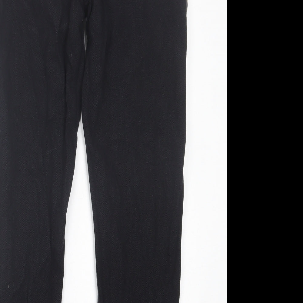 PRETTYLITTLETHING Womens Black Animal Print Cotton Straight Jeans Size 8 L27 in Regular Button