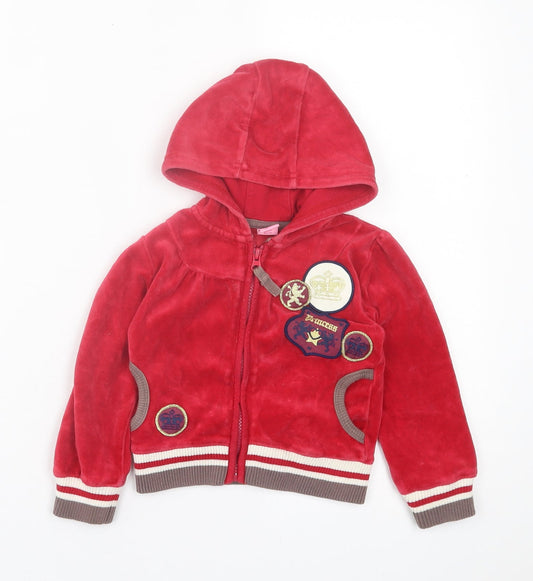 adams girl Girls Red Polyester Full Zip Hoodie Size 2 Years Zip