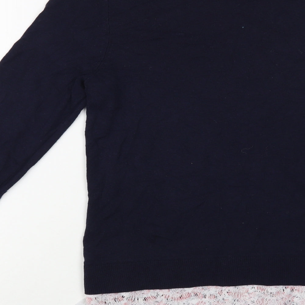 George Womens Blue Boat Neck Nylon Pullover Jumper Size 10