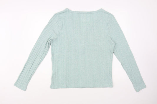 Primark Womens Green V-Neck Polyester Pullover Jumper Size 14