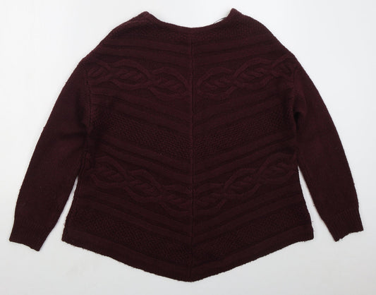 George Womens Red Crew Neck Acrylic Pullover Jumper Size 10 - Burgundy