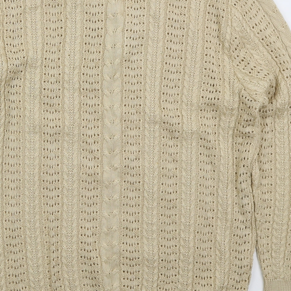 Classics Womens Beige V-Neck Acrylic Pullover Jumper Size 12