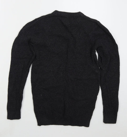 Easy Mens Grey Crew Neck Cotton Pullover Jumper Size M