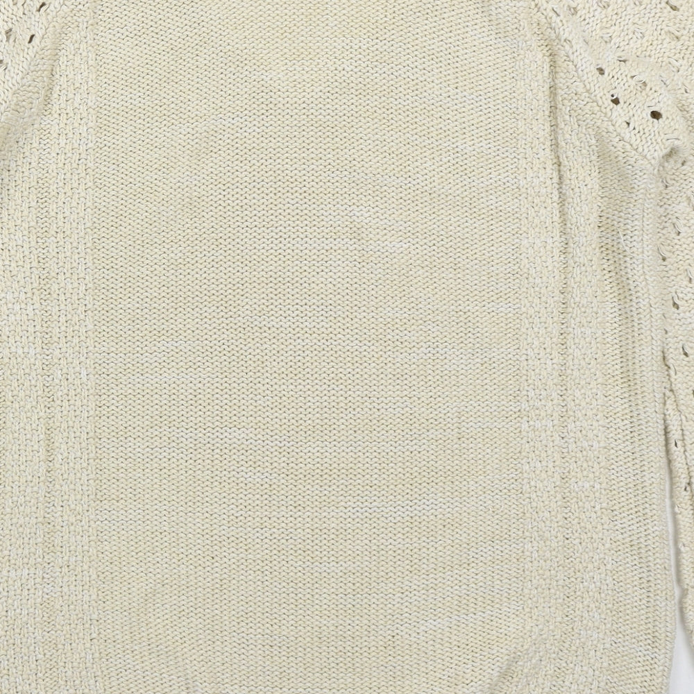 George Womens Beige V-Neck Acrylic Pullover Jumper Size 14