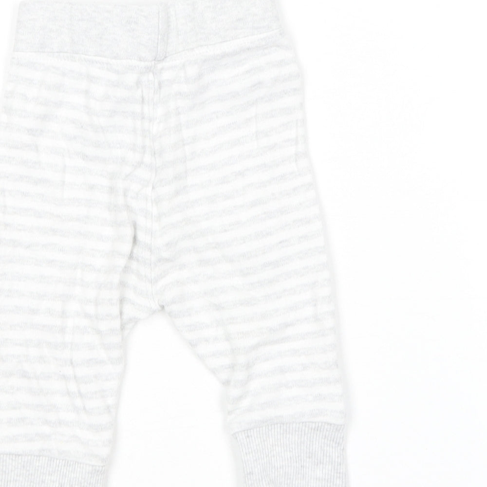 George Girls Grey Striped Cotton Jogger Leggings Size 0-3 Months